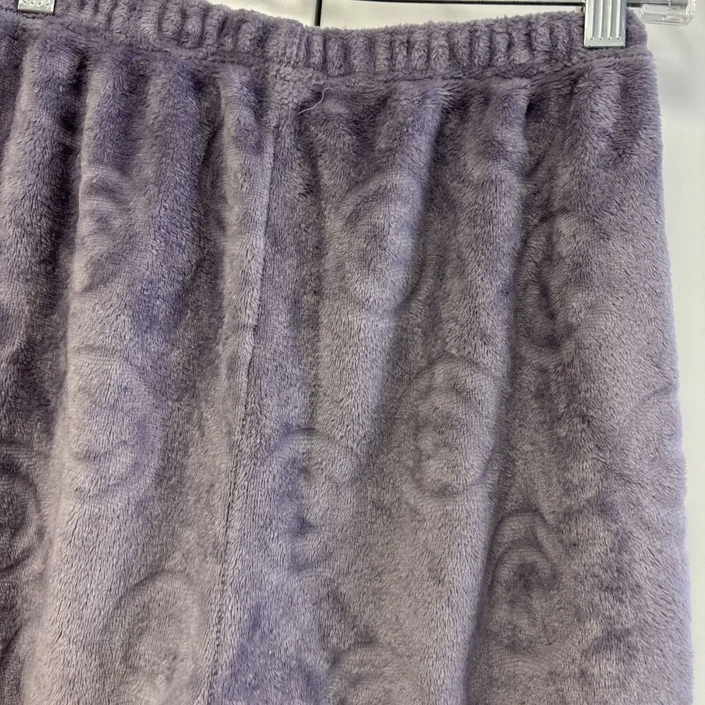 Women Fleece Pajama Pants S Straight Leg Pull On Purple Comfy Cabincore Swirls